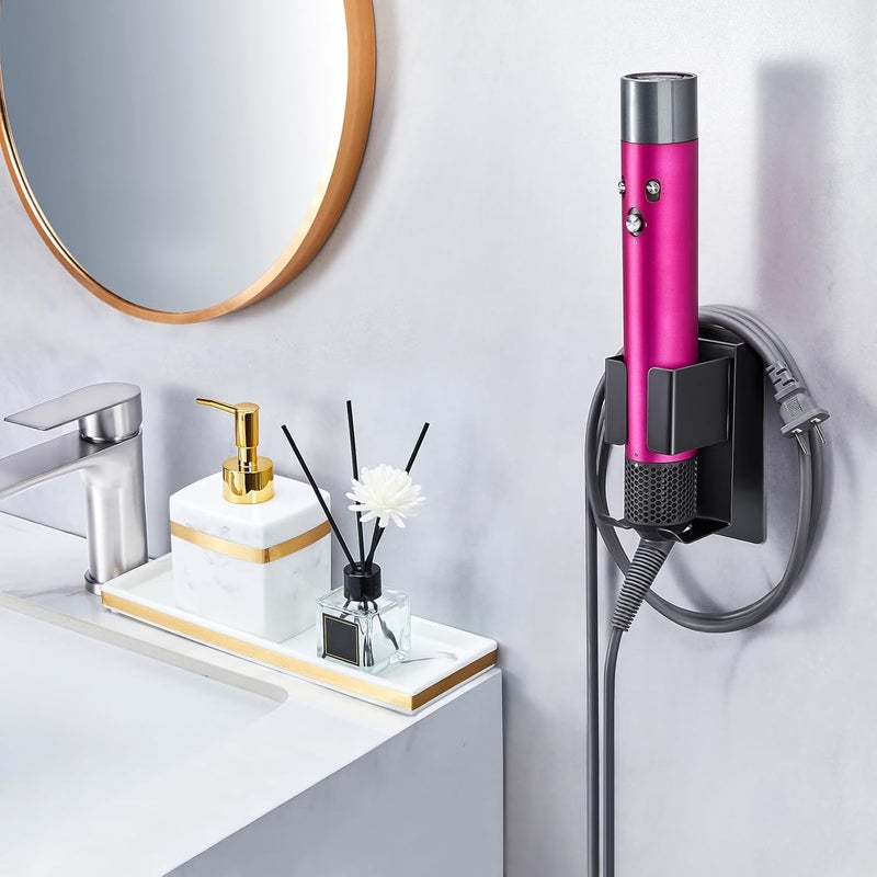 Oukimly Curling Iron Holder Wall Mount, Hair Straightener Holder, Adhesive Hair Tool Organizer Storage for Styler Attachments, Flat Iron, Blow Dryer Holder for Bathroom Vanity (1, Black) - Image 4